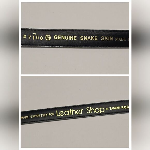 NOT FOR SALE Vintage 80s Genuine Snakeskin Waist Belt By Leather Shop Olive Gray - Picture 3 of 7
